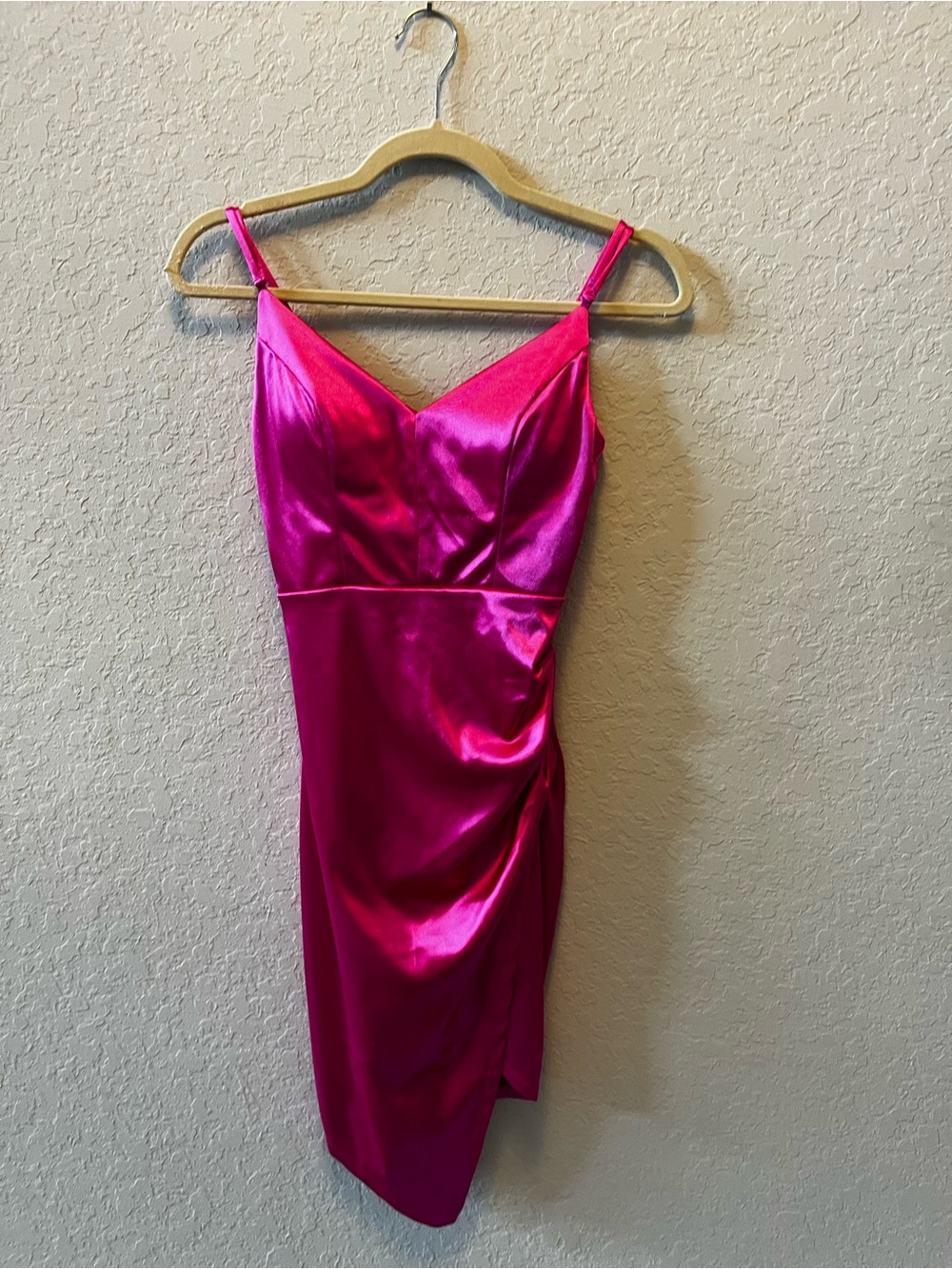 Fuchsia Satin Spaghetti-Strap Dress